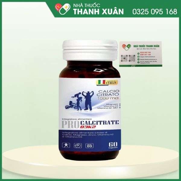 PRO Calcitrate D3K2 - Bổ sung Canxi, Vitamin D3, K2 cho cơ thể